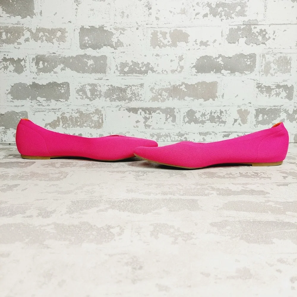 NEW Falls Creek Phoebe Pink Knit Pointed Toe Slip On Balletcore Flats F672 - Picture 5 of 11